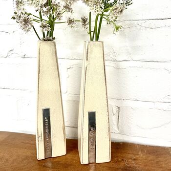 Two Personalised Wooden Vases With Aluminium Message, 2 of 8