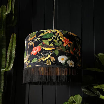 Shadow Caller Lampshade With Gold Lining And Fringing, 2 of 11