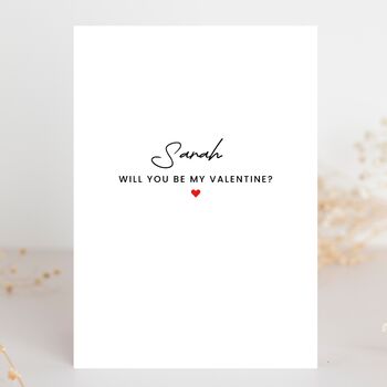 Will You Be My Valentine Personalised Name Valentines Day Card, 3 of 6
