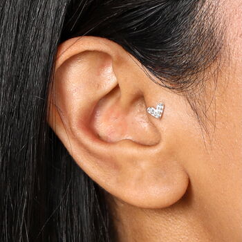 Sterling Silver Crystal Heart Piercing Earring, 3 of 6