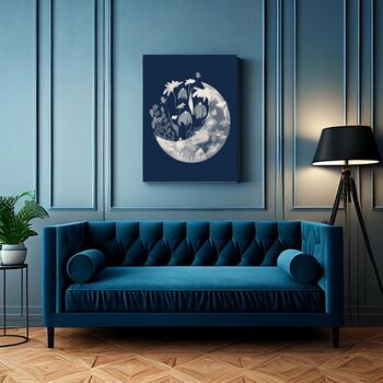 Set Of Two Moon Flower Celestial Art Prints, 3 of 4