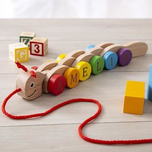 personalised wooden pull along toy