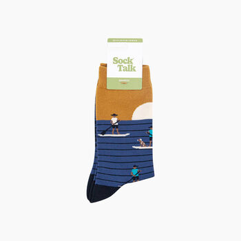 Sunset Paddle Boarding Bamboo Socks In Blue, 4 of 4