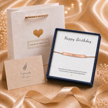 Personalised Dainty Bar Birthstone Bracelet Engrave Name, 3 of 7