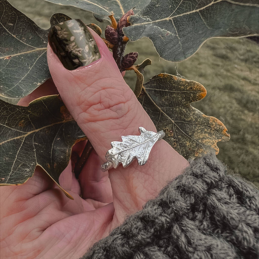 Oak Leaf Ring In Recycled Sterling Silver, 1 of 3