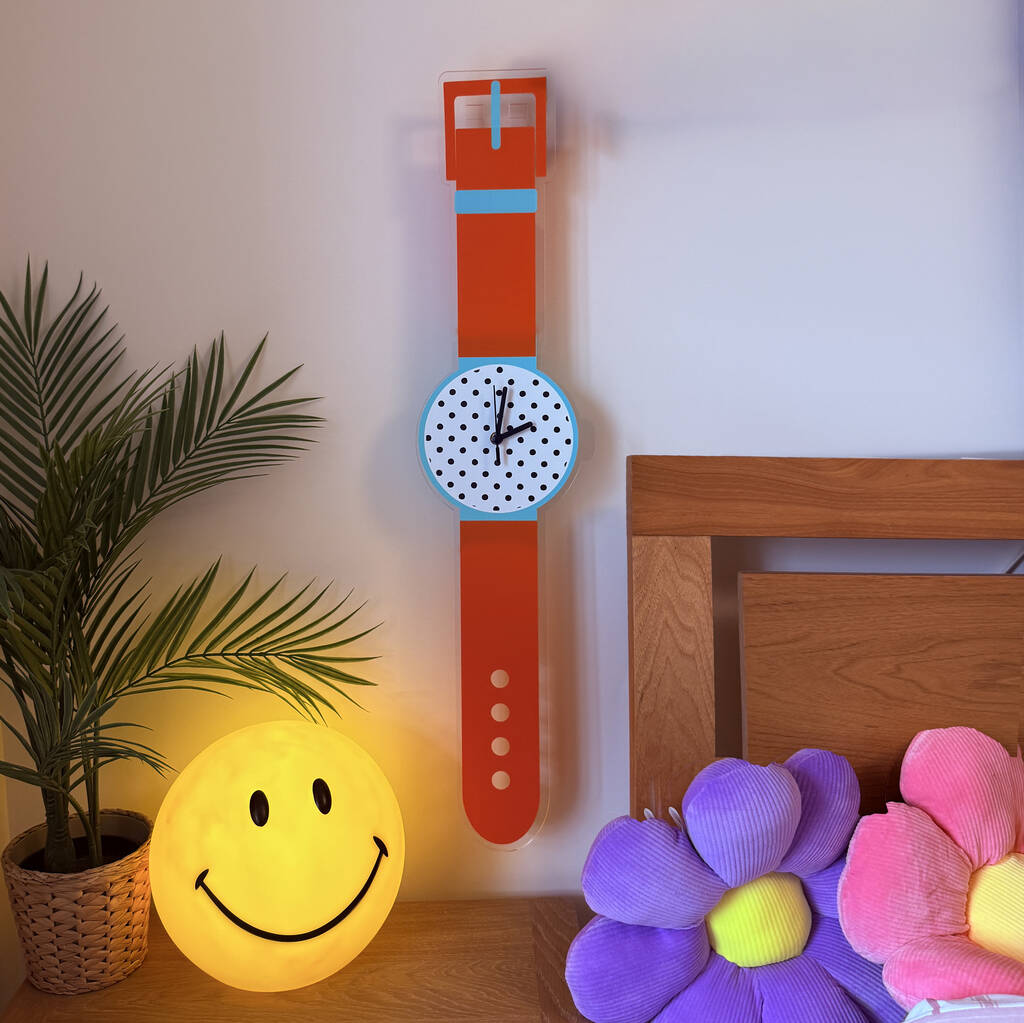 Polka Dot Watch Wall Clock Decorative Silent Movement, 1 of 6