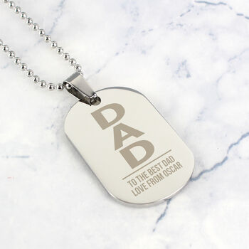 Personalised Dad Steel Dog Tag Necklace Gift, 2 of 8