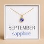 September Birthstone Sapphire Crystal Necklace, Birthday Gift For Her, thumbnail 1 of 12
