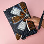 Large African Print Zip Pouch | Grey Deji Print, thumbnail 3 of 5