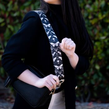 Gothic Moth And Skulls Bag Strap | Extra Long Crossbody Replacement Bag Strap, 2 of 4