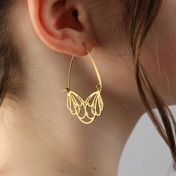 Gold Flower Hoop Earrings, 2 of 7