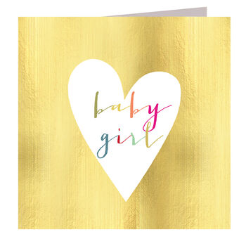 Gold Foiled New Baby Girl Card, 2 of 5