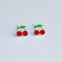 Sterling Silver Cherry Stud Earrings, thumbnail 2 of 5