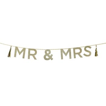 Gold Glitter Mr And Mrs Garland, 2 of 2