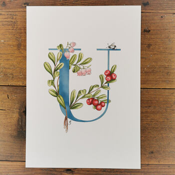 U Is For Uva Ursi Floral Initial, Personalised, 3 of 9