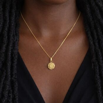 Personalised Gold Plated Sterling Silver October Marigold Birth Flower Pendant Necklace, 3 of 9