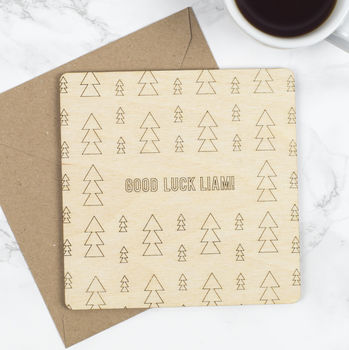 Wooden Personalised Good Luck Card, 3 of 4