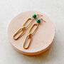 Malachite And Gold Chain Earrings, thumbnail 2 of 5