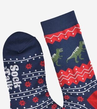 Men's Bamboo Socks T Rex Fair Isle, 4 of 5