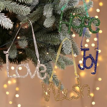 Four Hand Beaded Festive Phrases Hanging Decorations, 4 of 5