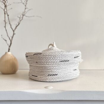 Black And White Patterned Rope Tortilla Basket, 3 of 3