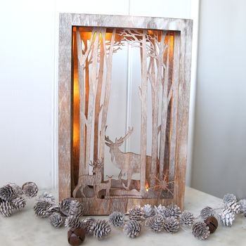 Reindeer Woodland Illuminated Box Frame, 3 of 3