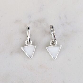 Triangle Mother Of Pearl Sterling Silver Earrings, 3 of 4