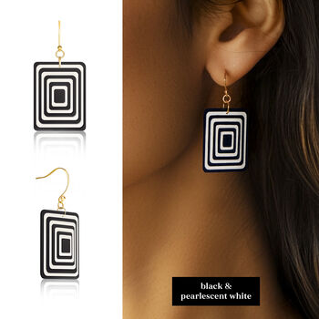 Layered Geometric Rectangle Earrings | Five Colours Available, 4 of 8