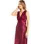 English Made Burgundy Long Satin Nightdress With Lace, thumbnail 1 of 5