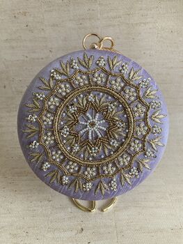 Purple Circular Raw Silk Bangle Clutch Bag, 5 of 11
