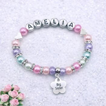 Personalised Big Sister Bracelet, New Sibling Keepsake Gift, 2 of 12