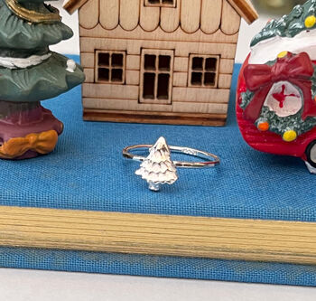 Sterling Silver Mini Christmas Tree Ring, 6 of 11