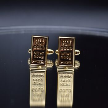 Gold Bar Cufflinks Gift For Men 316 L Stainless Steel Luxury Accessory, 5 of 7