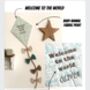 Welcome To The World, Hanging Fabric Kite, Turquoise Cotton With Baby Animal Print And Four Fabric Bows, thumbnail 3 of 11