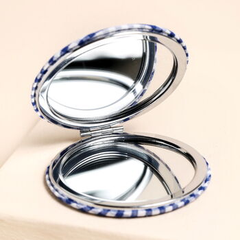 Blue Gingham La Dolce Vita Lemon Fabric Compact Mirror, 2 of 2