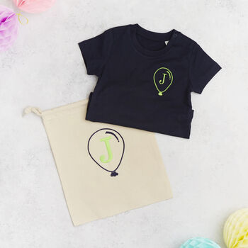 Embroidered Initial T Shirt With Personalised Bag, 6 of 9