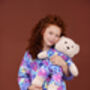 Audrey Girls Heart And Leopard Pyjama Set With Teddy Bear, thumbnail 6 of 7