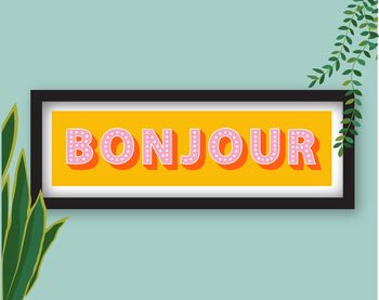 Framed Bonjour Typography Print, 7 of 8