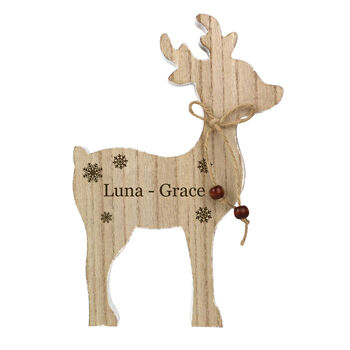 Personalised Any Name Wooden Reindeer Decoration, 5 of 6