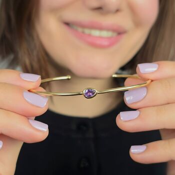 18ct Gold Vermeil Plated Amethyst February Bangle, 3 of 5
