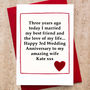 Personalised 3rd Wedding Anniversary Card, thumbnail 2 of 5