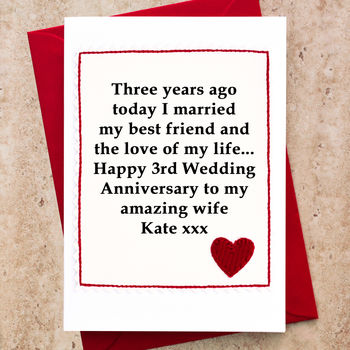 Personalised 3rd Wedding Anniversary Card, 2 of 5