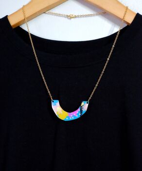 Colourful Geometric Curved Statement Necklace, 2 of 5