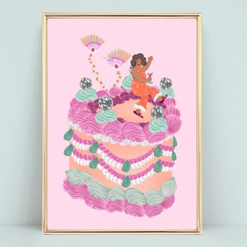 Party Girl Personalised Disco Ball Cake Print, 5 of 9