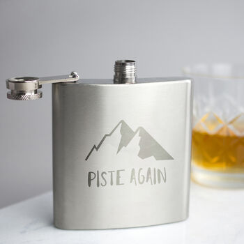 'Piste Again' Engraved Hip Flask, 3 of 8