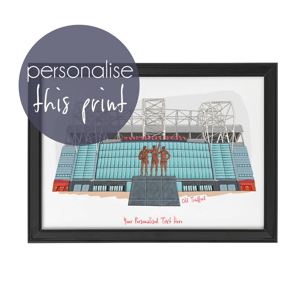 Personalised Manchester Utd Print, Old Trafford Stadium, 1 of 6