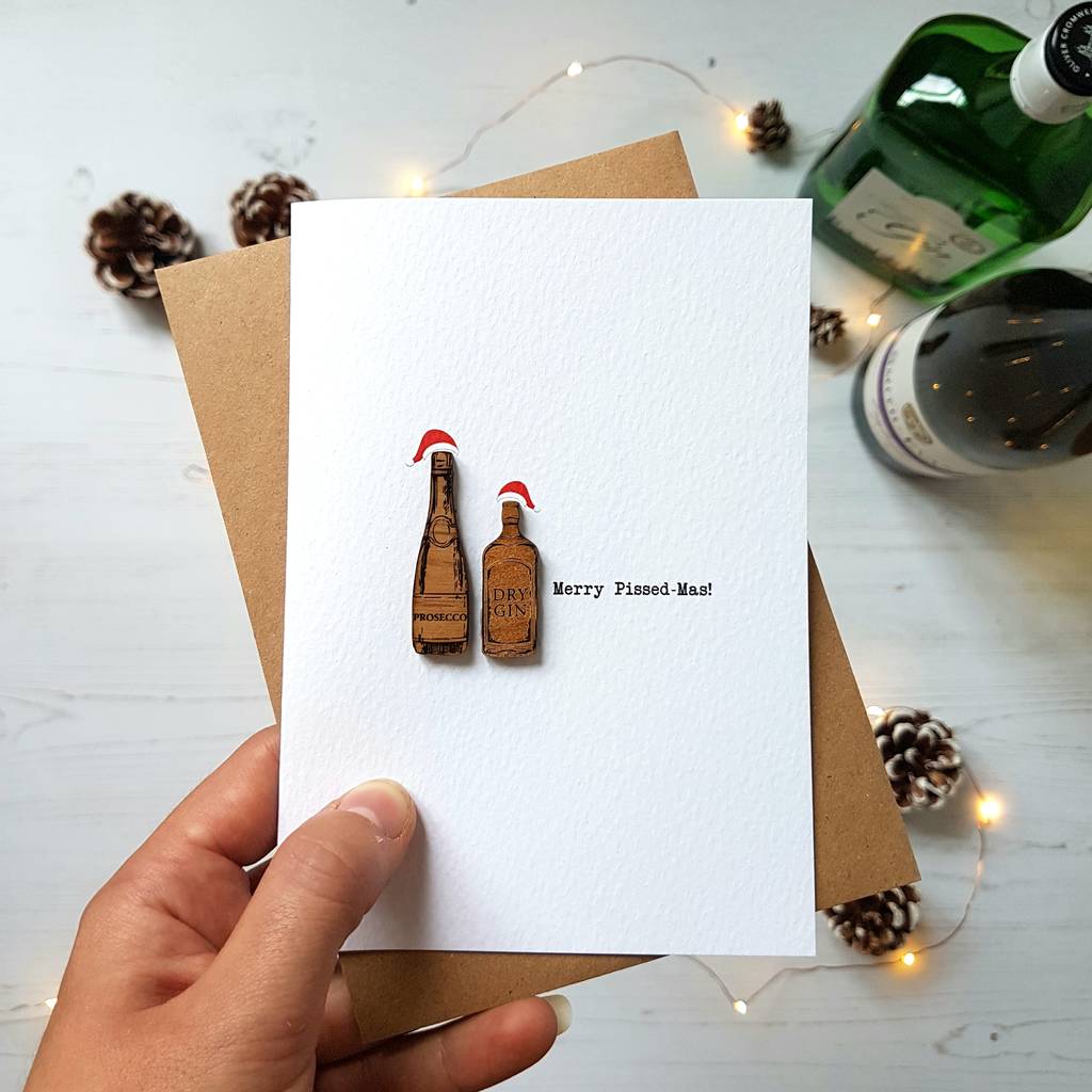 Merry Pissed Mas Funny Christmas Alcohol Card By Design by Eleven