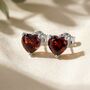 Garnet Heart Sterling Silver Stud Gemstone Earrings, thumbnail 1 of 5
