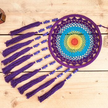 Large Deep Purple Dream Catcher Wooden Beads, 8 of 8