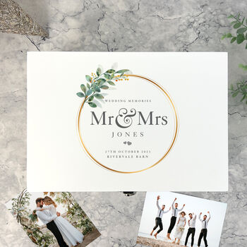 Personalised Luxury White Wedding Foliage Wreath Keepsake Memory Box, 2 of 8